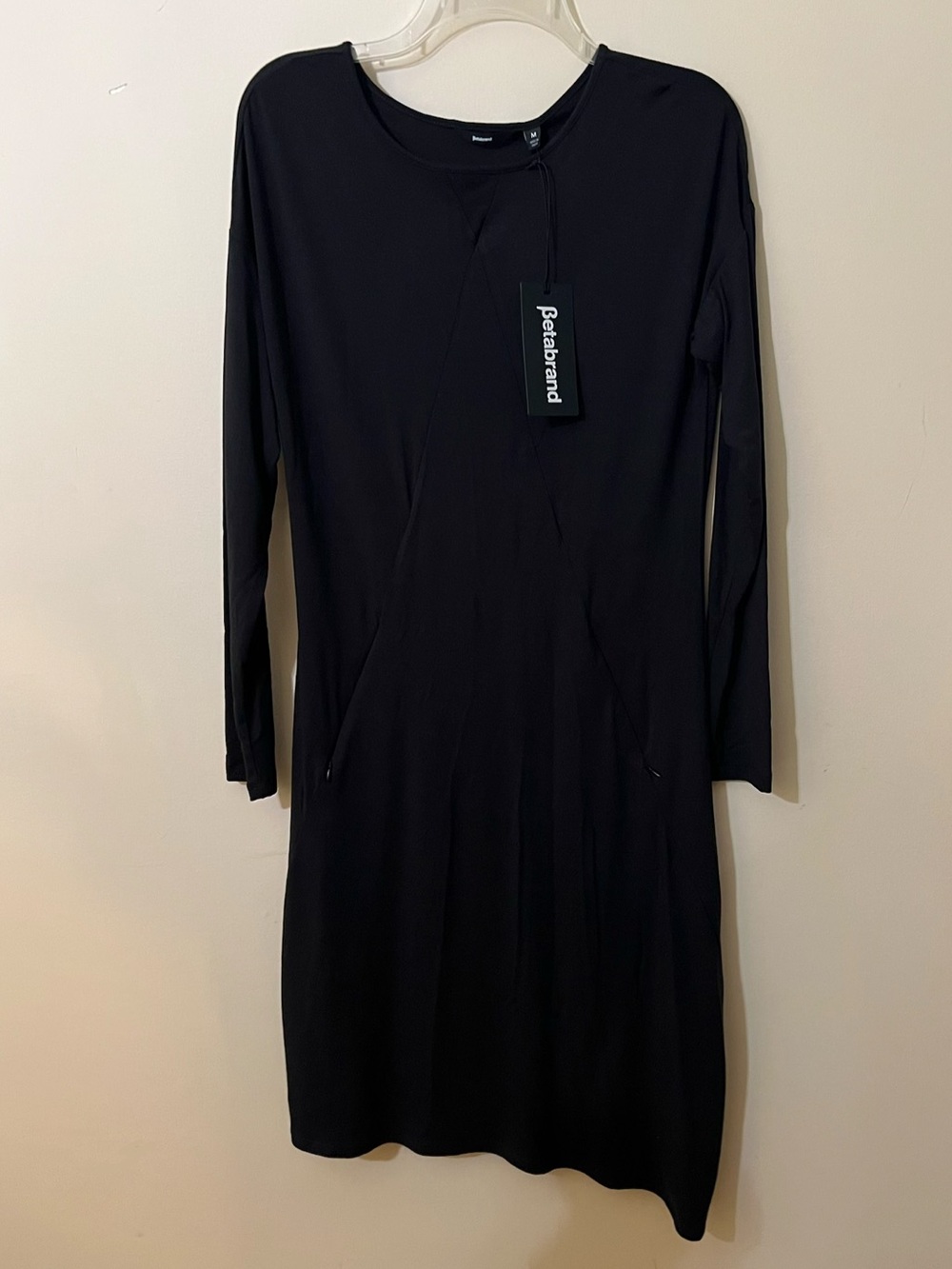 Betabrand Black Silk Modal Dress with Zip Pockets
